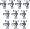 VINTEX 10 Pack Angle Stop Valve 1/2 in. NOM Compression x 3/8 in. OD Compression, 5/8" OD x 3/8" OD Quarter Turn Water Shut Off Valve, Toilet Shut Off Valve,Brass,Chrome