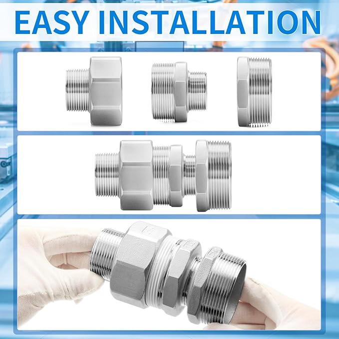 ChillWaves 304 Stainless Steel Pipe Fitting, Reducer Hex Nipple 2" NPT Male x 3/4" NPT Male Thread Adapter(1-PACK)