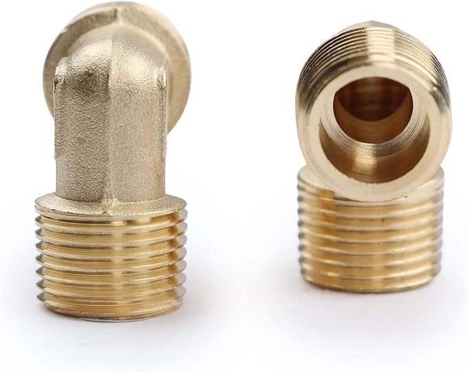 U.S. Solid 2pcs 90 Degree Barstock Street Elbow Brass Pipe Fitting 3/8" NPT Male Pipe to 3/8" NPT Male