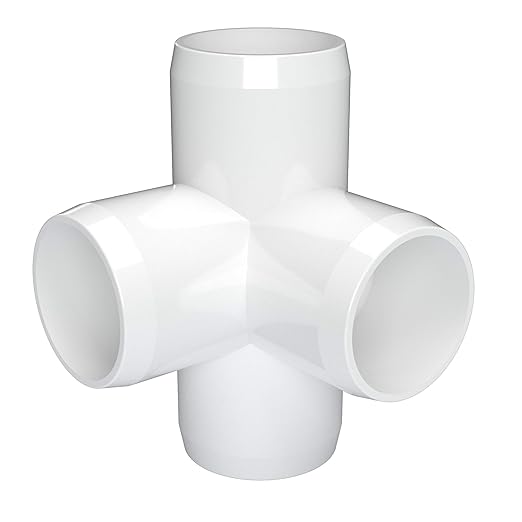 FORMUFIT 3/4" 4-Way Tee Furniture Grade PVC Fitting in White, Made in USA, UV-Resistant, Impact-Proof, 1.050" Actual Socket Diameter, (8-Pack) - F0344WT-WH-8