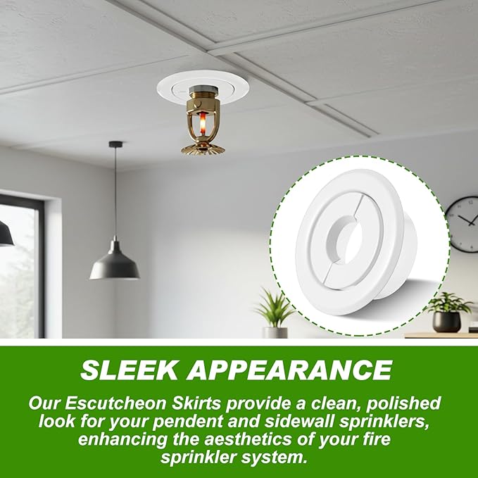 Shimeyao 12 Pcs Retrofit Recessed Fire Sprinkler Escutcheon 1/2" IPS Split 3 Piece in Depth Adjustment Range up to 3/4" for Fire Sprinkler Trim Ceiling (White)