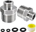 1/2 to 3/8 RV Faucet Adapter, 304 Stainless Steel 3/8 Male to 1/2 Male Compression Reducer Fittings, Water Line Supply Adapter for RV Kitchen, Water Hose Pipe Connector with Rubber Washer(2 Pack)