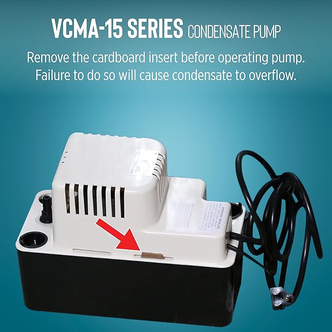 Little Giant VCMA-15UL 115 Volt, 65 GPH, 1/50 HP Automatic Condensate Removal Pump for HVAC/Refrigeration Systems/Dehumidifiers (no safety switch), 6-Foot Cord, Black/White, 554401
