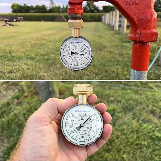 MEASUREMAN Water Pressure Gauge, 0-200 PSI Water Pressure Tester with 2-1/2 Inch Dial & Durable 3/4 Inch Hose Thread, Ideal for Home, Hose Bib (Waterproof Case, Black)