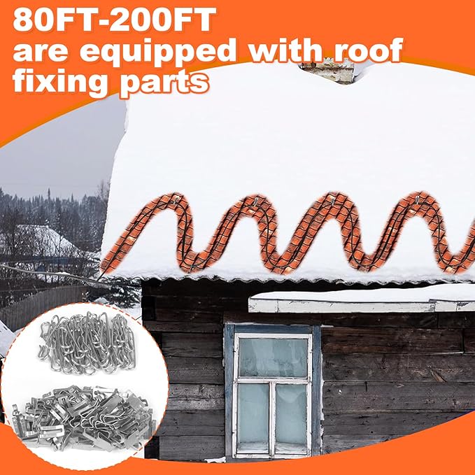 140FT Heat Tape for Water Pipes, -40°F Deicing Cable,Pipe Heating Cables for Roof,Gutter，Farm，Freeze Protetion Heat Trace Cable, Heated Water Hose,Plumbing Fixtures,120V 5W/FT