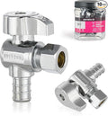 Pro 10-Pack EFIELD 1/4 Turn 1/2 in. Crimp PEX Barb Crimp Inlet x 3/8 in. Compression Outlet Angle Valve, Chrome Plated Brass, Heavy Duty,(VALVE374)