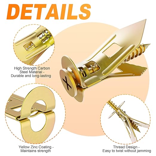 410pcs Self Drilling Anchor Screws, Multi Size Self Drilling Hollow Wall Anchor Kit - Includes Anchors & Screws, No Drill and Holes in Wall, Zinc Plated