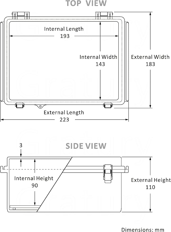 Junction Box, IP67 Waterproof Plastic Enclosure for Electrical Project, Hinged Transparent Cover, Includes Mounting Plate and Wall Bracket 220×170×110mm (8.6"×6.7"×4.3" TC)