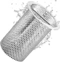 4" Diameter Commercial Floor Drain Strainer 6" Tall Perforated Cylindrical Mesh 316 Stainless Steel Drain Basket with Carry Handle –heavy-duty, for Restaurants, Kitchens, Factories