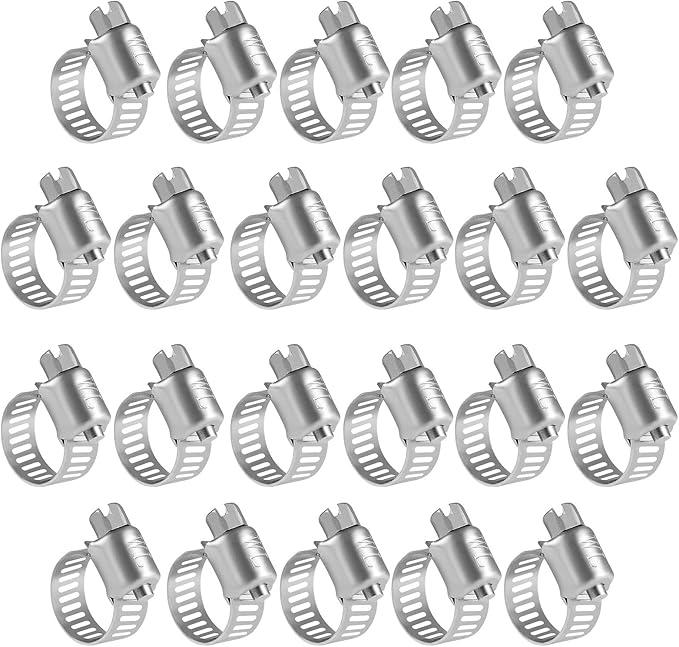 WINL Stainless Steel Hose Clamps - 22 Pack Worm Gear Drive Hose Clamps Micro Size 6 Clamping Range from 5/16 Inch to 7/8 Inch (8mm-22mm) for Automotive Plumbing, 1/2'', 3/4'' Clamps