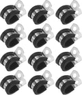 12-Pack Cable Clamps, 33/64 Inch/ 13 mm 304 Stainless Steel Rubber Cushioned Insulated Cable Clamp R Shape Metal Holder for Tube/Wire/Pipe/Loop Installation