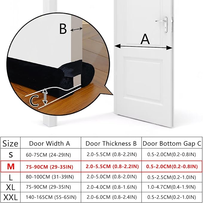 Door Draft Stopper for Doors 29-35" No Adhesive Draft Stopper for Bottom of Door Draught Excluder Under Door Wind Blocker Reduce Noise Draught Excluder Sweep Sound Proof(Beige)