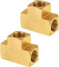 SUNGATOR 1/4'' Barstock Tee Fittings, 1/4" Inch NPT Female Brass Pipe Fittings, 1/4'' NPT Female Brass Barstock Tee Fittings for Air Compressor, Gas Line (2-Pack)