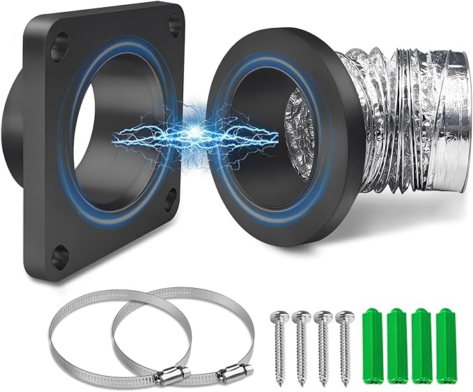 Magnetic Dryer Vent Coupling-Quick Connection and Disconnection Strong Magnet Self-Alignment Design Quick-Installation Dryer Magnetic Vent Connector Airtight Seal Dryer Vent Connector Kit (Space Gray)