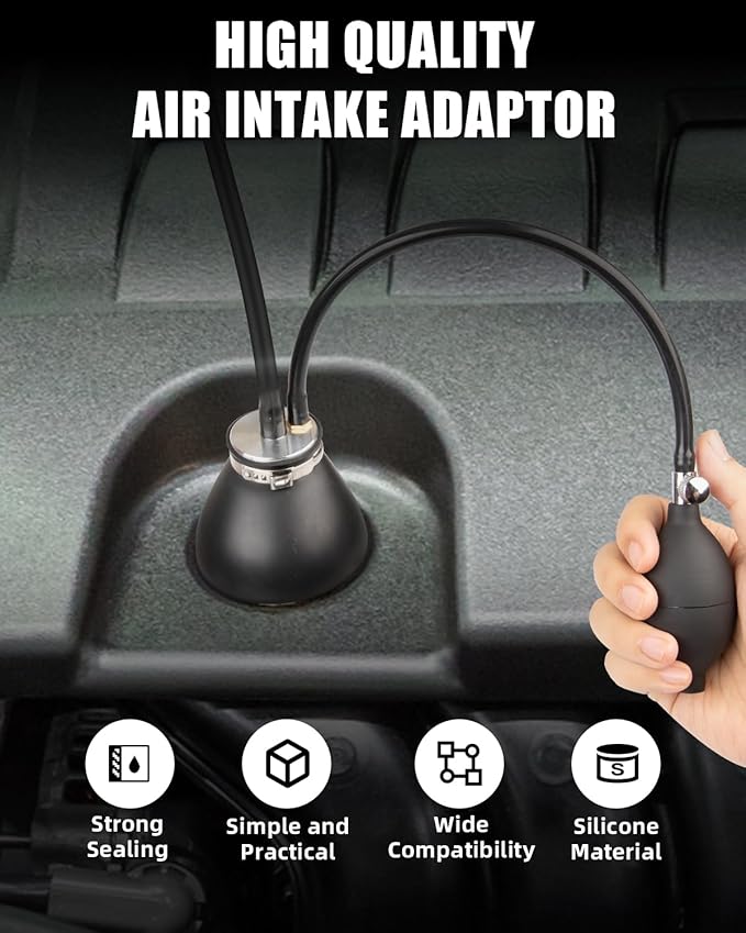 Universal Easy Intake Adapter for Smoke Machine Automotive, Inflatable Air Bladder for 12V Vehicle Pipes Fuel Leakage Detector Diagnositc Tester