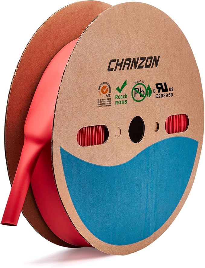 Chanzon 2:1 Ratio - 80Ft Roll - 25/32" (20mm) Heat Shrink Tubing 2:1(25M Total Length) Red Polyolefin Sleeving Wrap Shrinking 2 to 1 1pcs