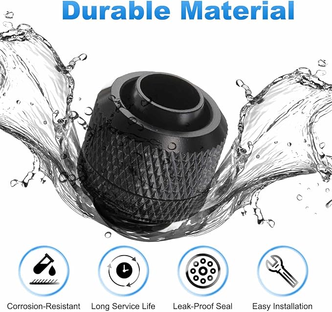 6-Pack G1/4" Thread 3/8 in ID 1/2 in OD Quick Tighten Compression Fitting - Durable Hard Tubing Compression Fitting for Soft Tubing, Computer Water Cooling System, Black