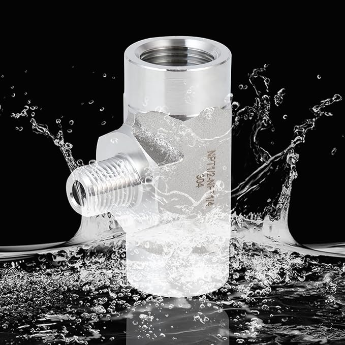 2 piece,NP1/2 Female - NPT1/4 Male - NPT1/2 Female tee, 3Way Connector, Fabricate of 304 Stainless Steel.
