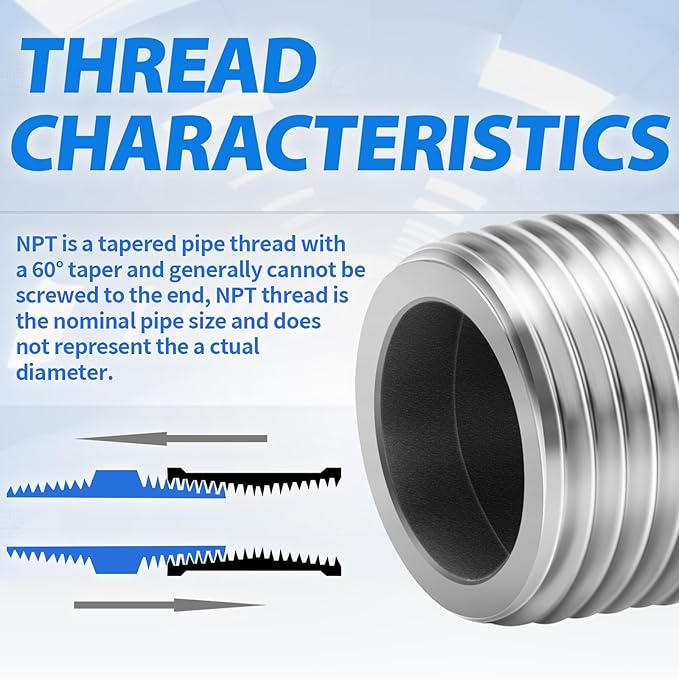 ChillWaves 304 Stainless Steel Pipe Fitting, Hex Nipple 1-1/4" NPT Male x 1-1/4" NPT Male Thread Adapter(1-PACK)
