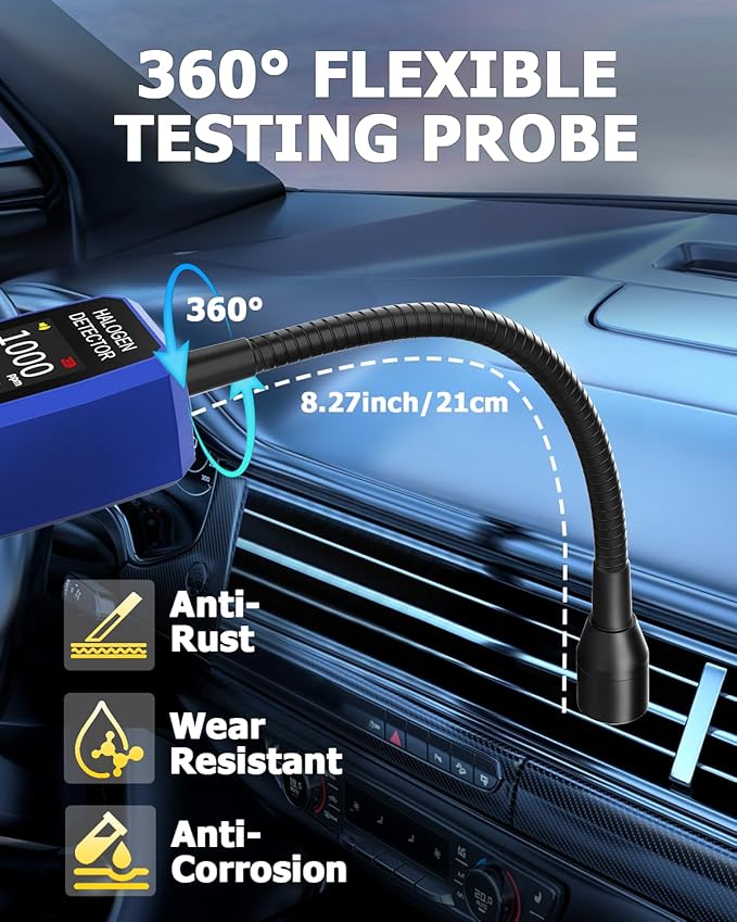 THIKPO Automotive Freon Leak Detector HVAC, Professional Refrigerant Leak Detector with LCD Display & LED Light, Car AC Leak Detector Kit for R134a R410A R22 R32 R1234yf - with Audio & Visual Alarm