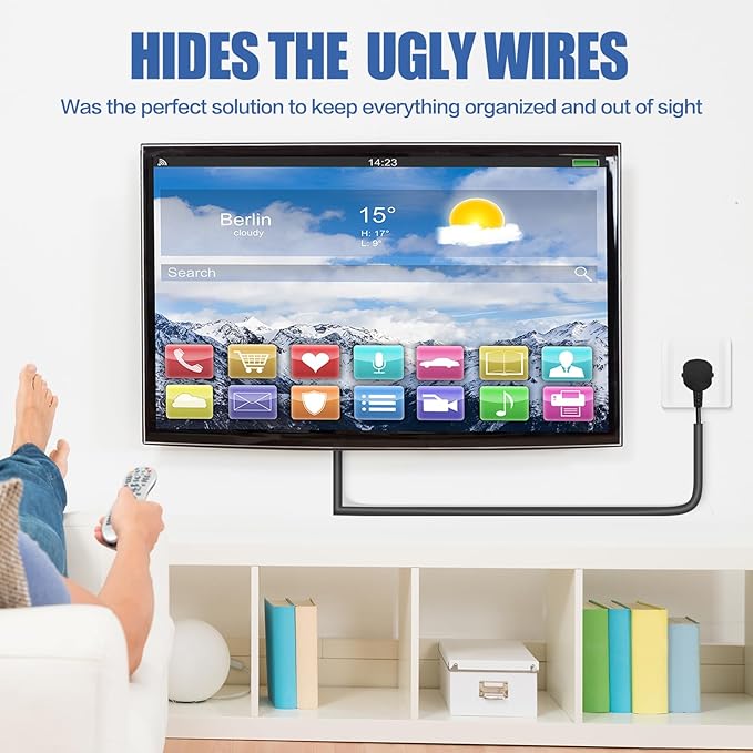 Floor Cable Cover, Low Profile Cable Hider for Wires, Self Adhesive Cord Hider for Wall, Cord Covers Wall Mounted Tv, for Offices, Gym, Exhibitions(Black, 20 Feet)