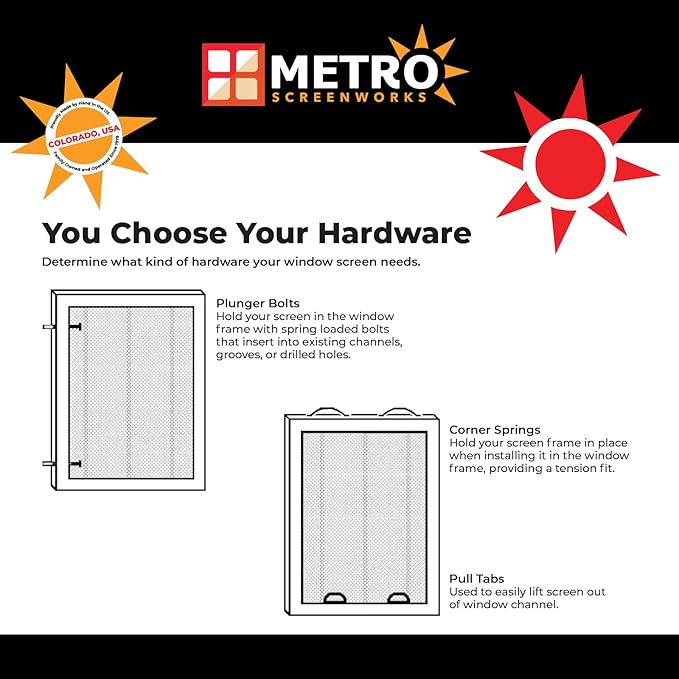 Metro Screenworks Custom Window Screens Fully Assembled and Ready to Install - Window Screen Replacement for House, (Almond) Pre-Framed Mesh Replacement Window Screens, Home, Patio, & More
