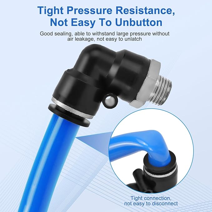 10 Pcs Push to Connect Fittings 1/2 Inch Tube OD x 1/4 Inch NPT Thread Pneumatic Male Elbow Quick Connect Air line fittings