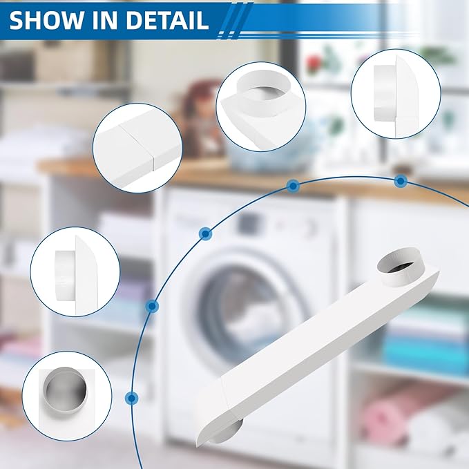OEM Upgraded 21-38 in Adjustable Periscope Dryer Vent，stainless steel Dryer Vent, Fit for all 4in Dryer Vent Outlet,for tight space square duct dryer vent pipe,Telescoping Dryer Vent Kit (white）