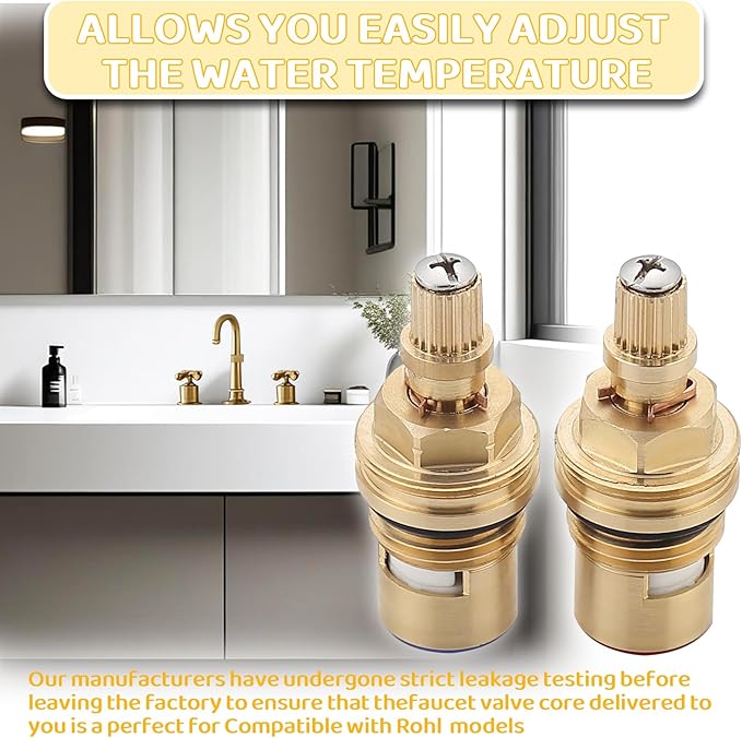 Faucet Cartridge Replacement Parts Compatible with Rohl 9.13145, 9.13146, Fit for Kitchen Bathroom Faucet Shower Stems Replacement Valves Cartridges 2 Pack(Cold + Hot)