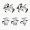 5-Pack GUOFIS Angle Stop Valve with Dual Compression Outlet,1/2" Fip Iron Pipe Inlet x (3/8" x 3/8") Outlet Shut-off Valves(1/4 Turn,Chrome)(VALVE369)