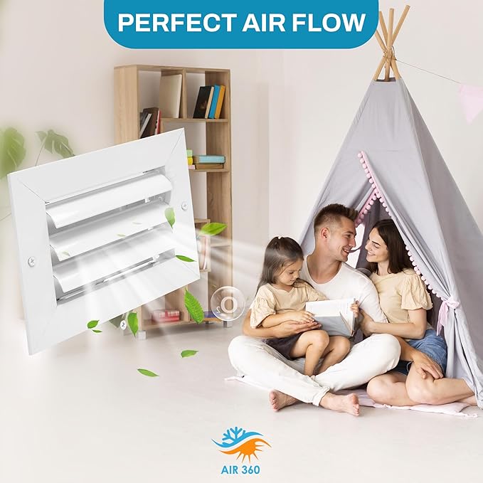 Aluminum 6 x 4 in (Duct Opening) 1-Way Air Duct Register Vent Cover for Ceiling and Wall - Modern HVAC Louver Vent Cover Adjustable – Durable Rustproof Wall Grille – Overall Size 7-5/8 x 5-5/8 Inch