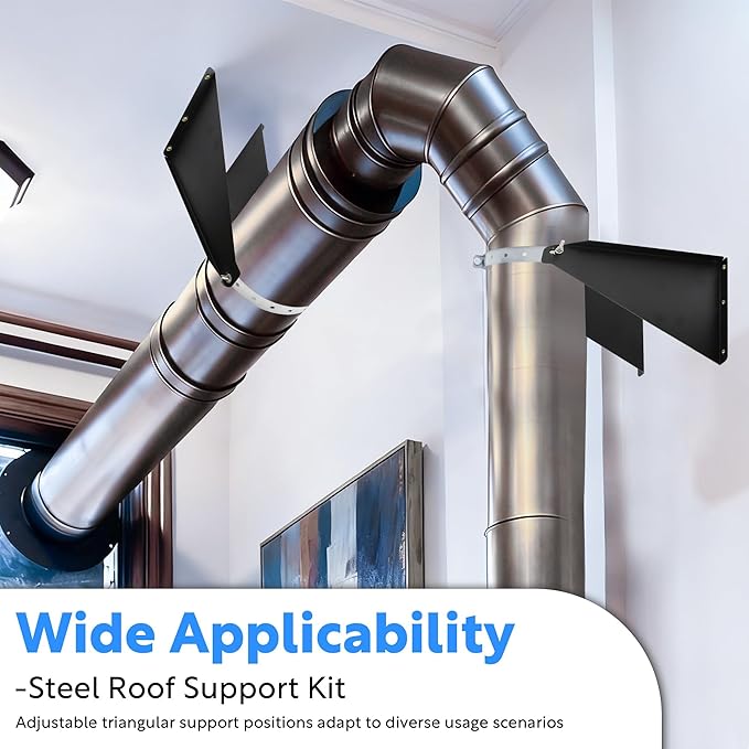 Snow Guards for Metal Roofs, Adjustable Stainless Steel Chimney Pipe Support Bracket, Heavy-Duty Snow Destroyer for 8"-10" Vent Pipes, Chimneys, and Stack Pipes