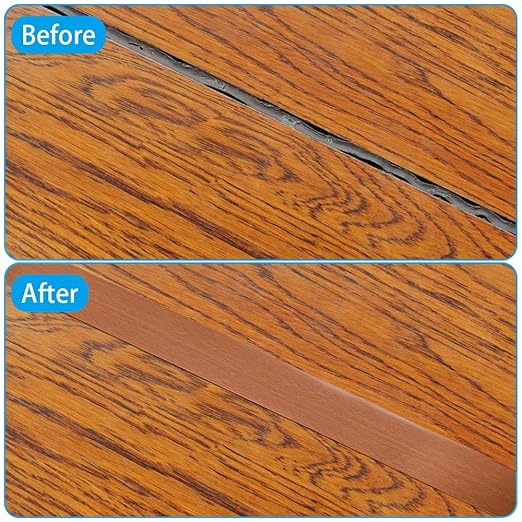 8Ft Floor Transition Strip, 2in Wide Self Adhesive Vinyl Threshold Strip for Joining Floor Gaps Wood Grain Design Tap (Teak Dark Brown)