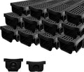 B Class Driveway Channel Drain with HDPE Grate-19.7Lx5.5Wx3.9H in. Shallow Profile Trench Drain System,12 Pack Total Length 236.22in,Heavy Duty Trench Drain for Garage,Parking Lot,Concrete