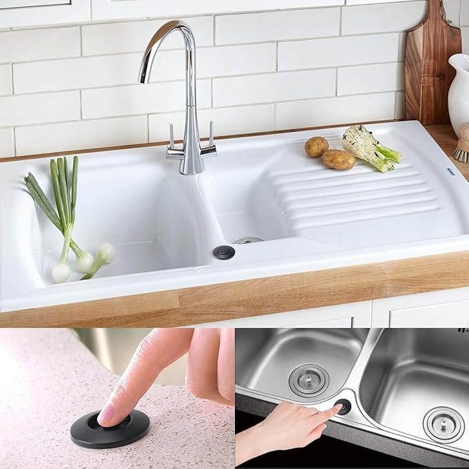 Garbage Disposal Air Switch Kit Dual Outlet Sink Top Waste Disposal Stainless Steel Black On/Off Air Button Food and Waste Disposals Part by Etoolcity