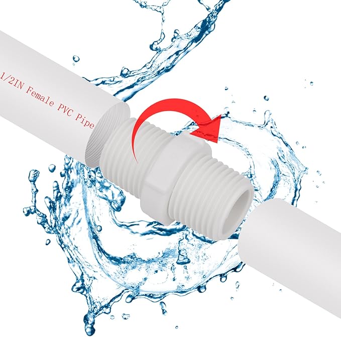20Pack 1/2 Inch PVC Nipple Coupling Adapter Connector (Male x Male) 1/2" PVC NPT Thread Pipe Fitting for Plumbing, Home or Industrial Use, Schedule 40