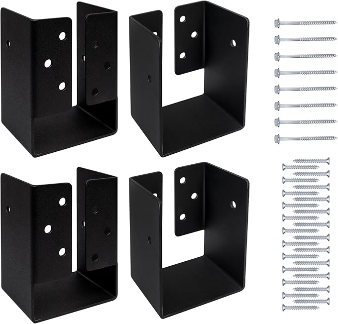 4pcs 4"x6" Concealed Joist Hanger Bracket Fit for 4"x6" Beam,Swing,handrail,and Fence