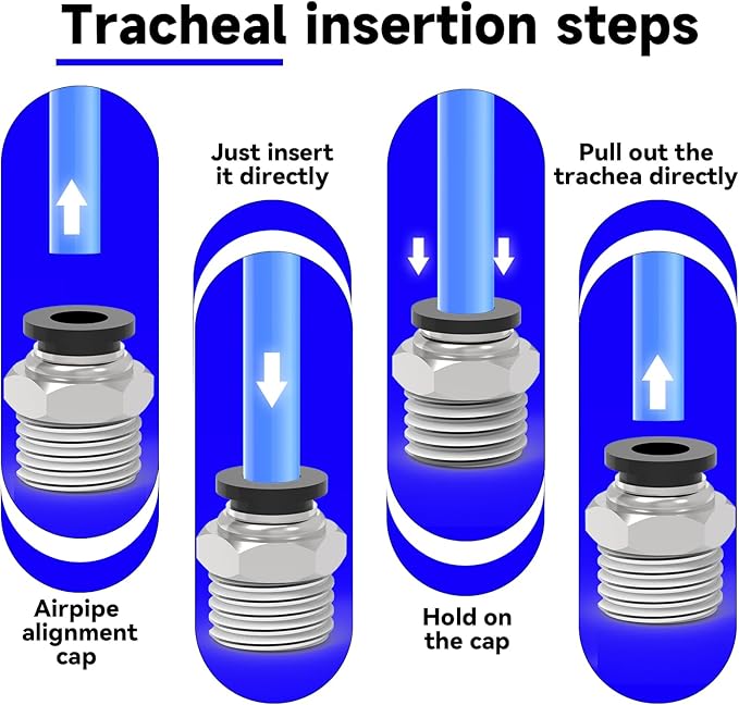 12Packs 3/8" OD Tube x 1/4" NPT Thread Straight Push to Connect Fittings,Pneumatic Male Quick Connect Air Line Hose Fittings Accessories