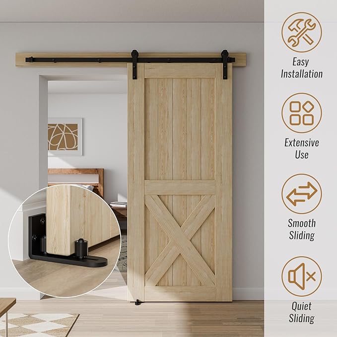 1 PC Sliding Barn Door Bottom Floor Guide, Wall Mounted Roller Guides Ball Bearings Adjustable Stay Roller, Flat Bottom Design Style, Black