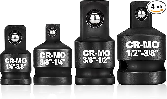 1/4" 3/8" 1/2" Impact Socket Adapter Reducer Set, 4 Pcs Chrome Molybdenum Steel Drive Conversion Adapters, for Sockets and Impact Wrench