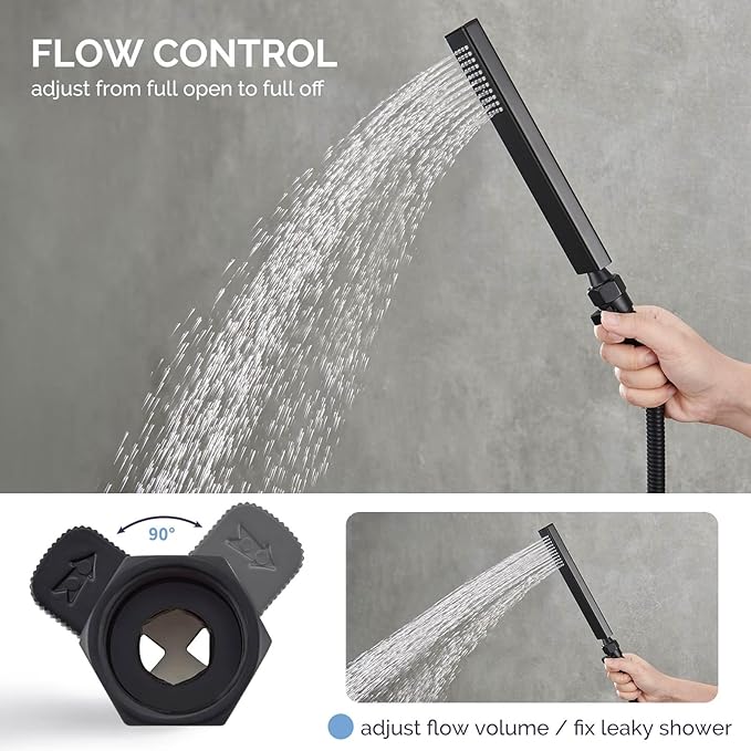 Angle Simple Shower Valve, Brass Water Flow Control Shut Off Valve for Hand Shower, RV Hose Flow Restrictor, Matte Black