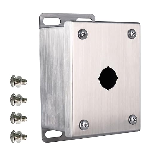 MJBOX 304 Stainless Steel 5x4x3 Push Button Box, IP66 Dustproof Outdoor Indoor Electrical Enclosure with Mounting Plate(Single Opening)