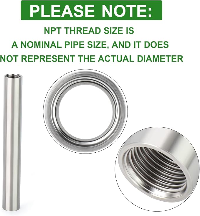 TAISHER 2PCS Stainless Steel Pipe Fittings, 3/4" NPT x 3/4" NPT Female Threaded, 8" Length Nipple Cast Pipe