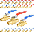30-Pack Foskan 1" PEX Crimp Ball Valve, Brass Quarter Turn Full Port Shut-off Valve for PEX Tubing(Blue and Red)