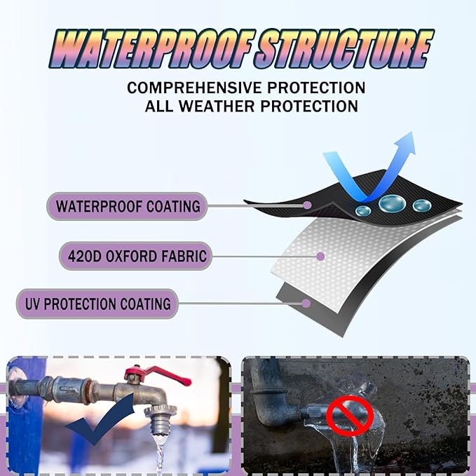 Outdoor Faucet Covers for Winter, 15" W x 35" H Outside Yard Hydrant Protector Socks Winter, Insulated Hose Bib Protector Cover, Spigot Pipe Cover Freeze Protection