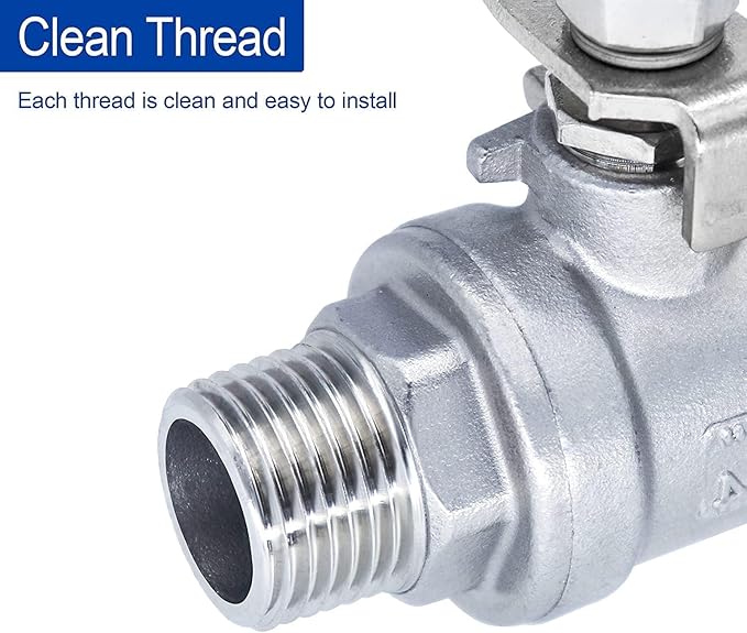 Ball Valve 1/2",1/2" Full Port Stainless Steel Ball Valve 304 NPT Water Valve, 1/2 inch Shut Off Valves for Oil and Gas with Blue Locking Handles 1000 WOG (1/2 inch, 1 pack)