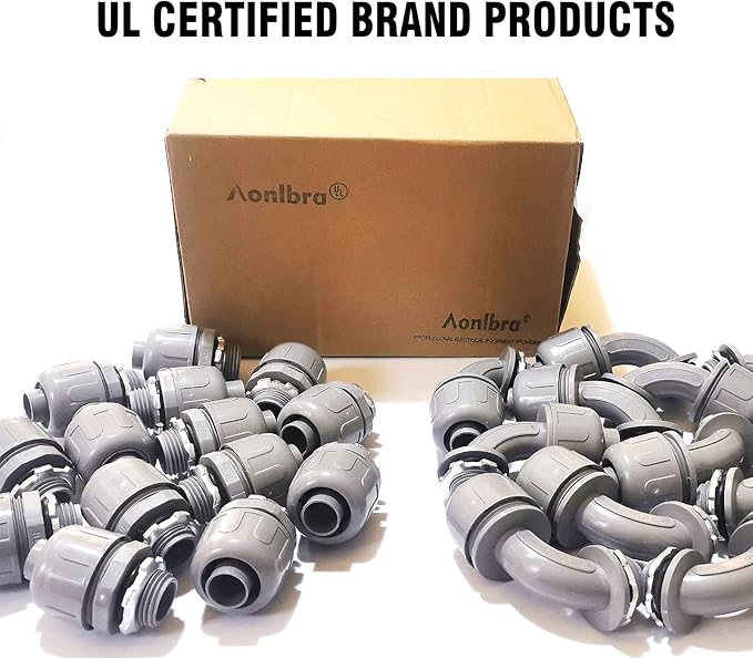 3/4" Liquid Tight Connector Non-Metallic Electrical Conduit Fittings, PVC Flexible Conduit Fittings, for Home Kitchen Bathroom Tube Tool Supplies UL Listed(Straight+90 Degree,30 Pack)