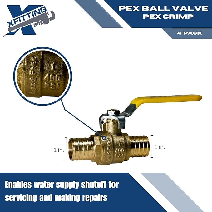 XFITTING 50 Pieces 1" Pex Ball Valve, 23-1-1=50X (50 Packs)