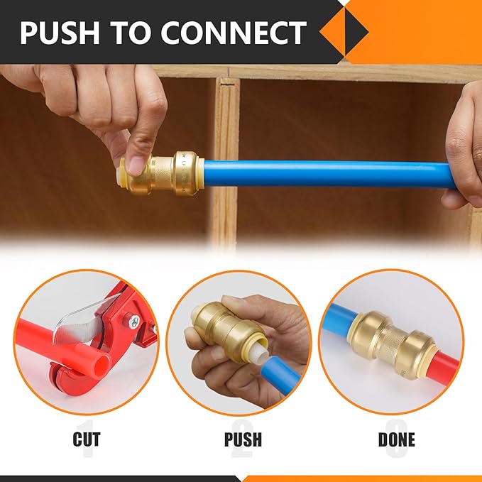 HeSun 12-Pack Pushfit Male Adapter, 3/4" MNPT x 3/4" Push to Connect Plumbing Fittings with Disconnect Clip, Brass Push-fit Fittings for PEX, Copper, CPVC, PE-RT Pipes