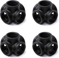 1/2" Black 5-Way Side Outlet Tee, Home TZH 4-Pack 5-Way Threaded Corner Malleable Cast Iron Pipe Fitting for Industrial Pipe, Furniture and DIY Decoration (4, Black 1/2 Inch)